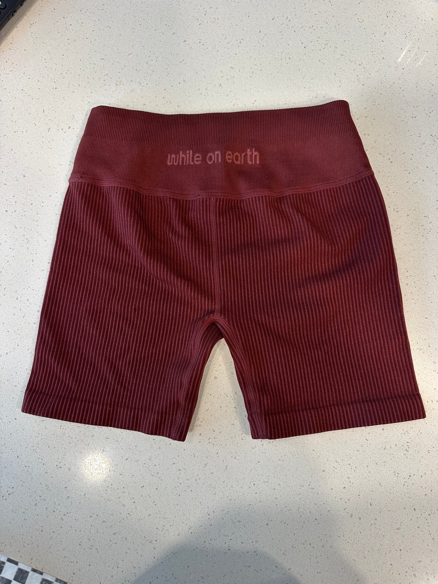 While On Earth Ribbed Shorts - small
