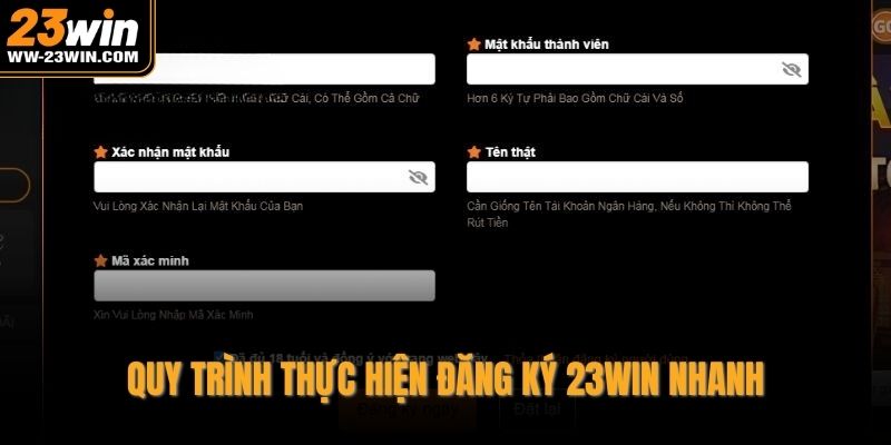 Quy trình thực hiện đăng ký 23WIN nhanh